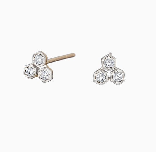 Diamond Cluster Gold Earrings