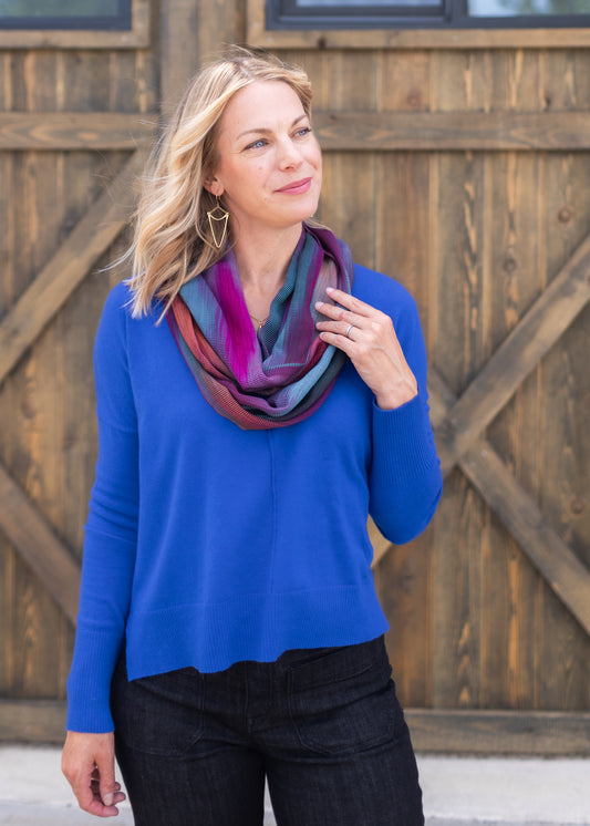 Handwoven Bamboo Infinity Scarf in Deep Jewel