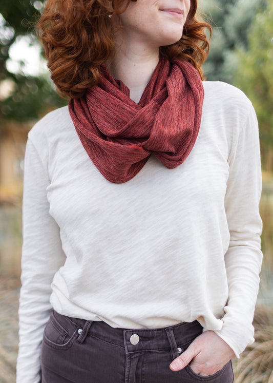 Jersey Knit Infinity Scarf in Rust