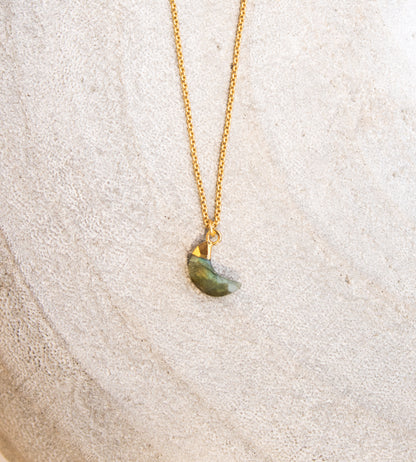 Gold Labradorite Crescent Necklace