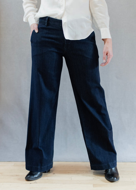 Kelsey Wide Leg Trouser in Indigo Rinse