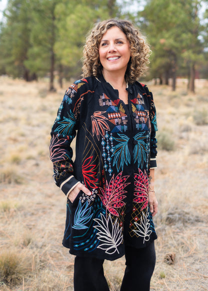 Midi Bomber Jacket in Black | Johnny Was