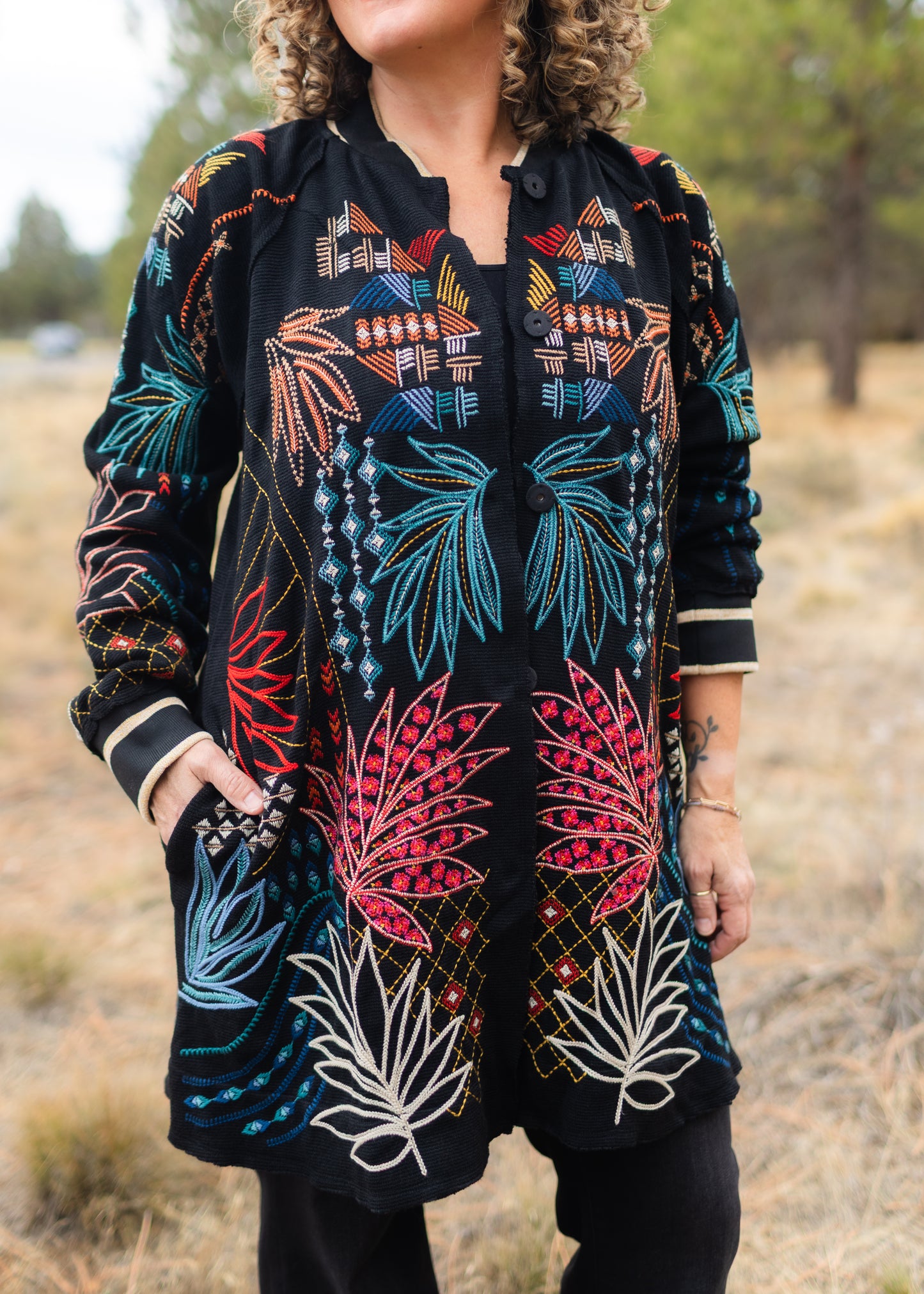 Midi Bomber Jacket in Black | Johnny Was