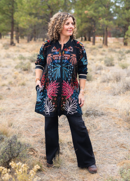 Midi Bomber Jacket in Black | Johnny Was