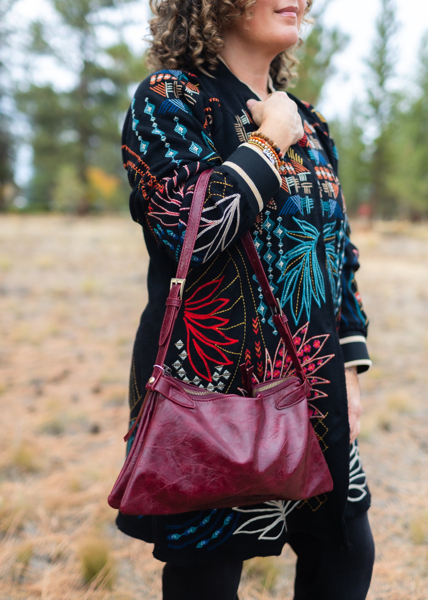 Midi Bomber Jacket in Black | Johnny Was