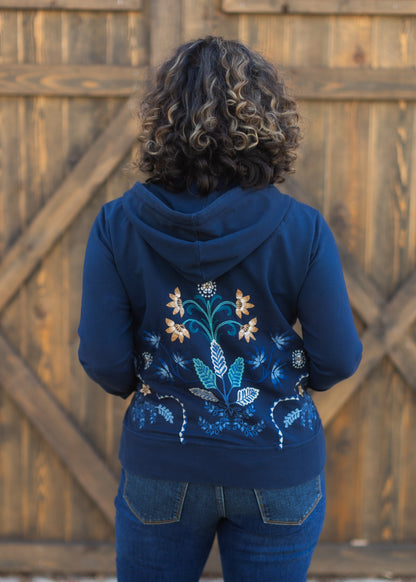 Una Zip Up Hoodie in Blue Night | Johnny Was