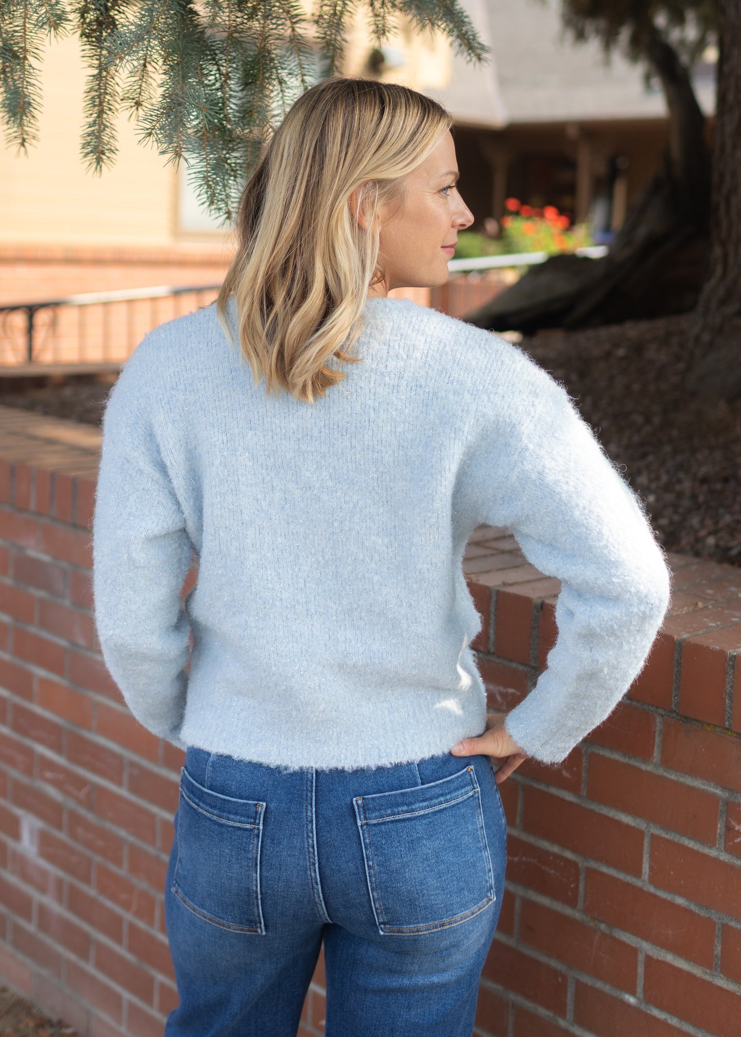 Cozy Sparkle Sweater in Light Blue