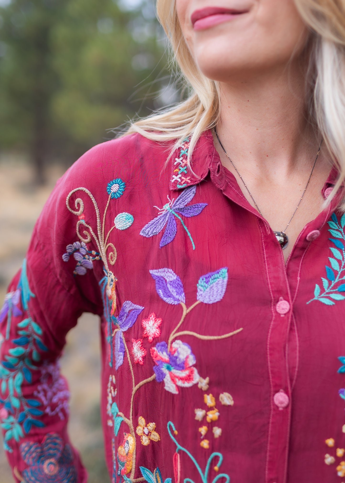 Audrey Shirt in Red | Johnny Was