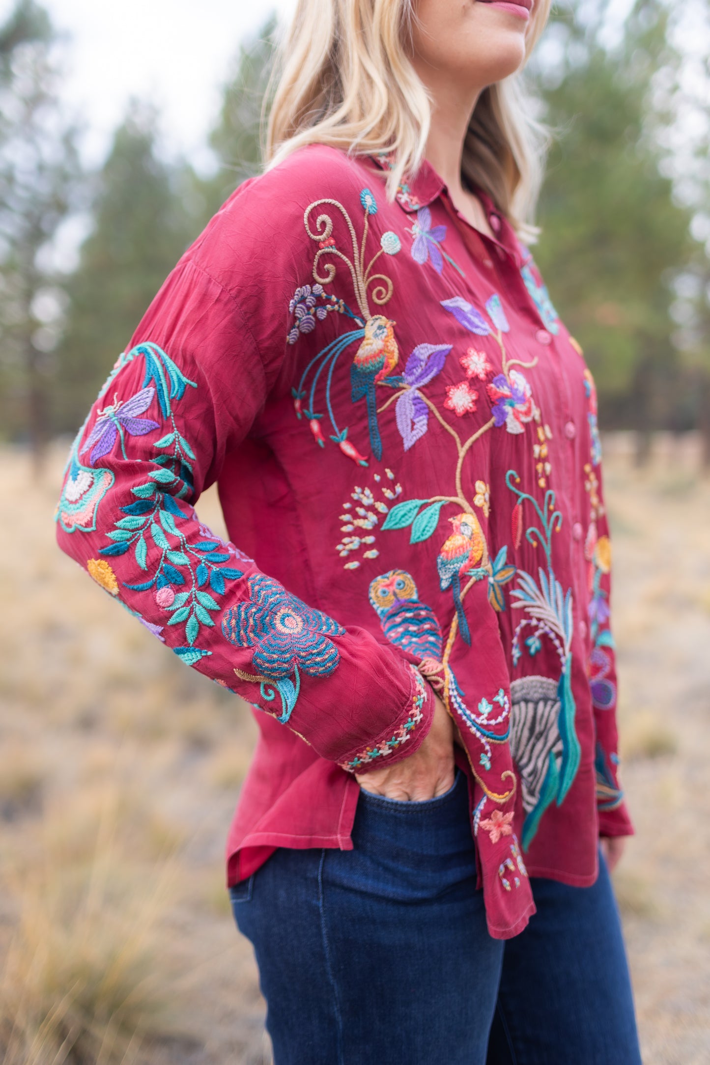 Audrey Shirt in Red | Johnny Was