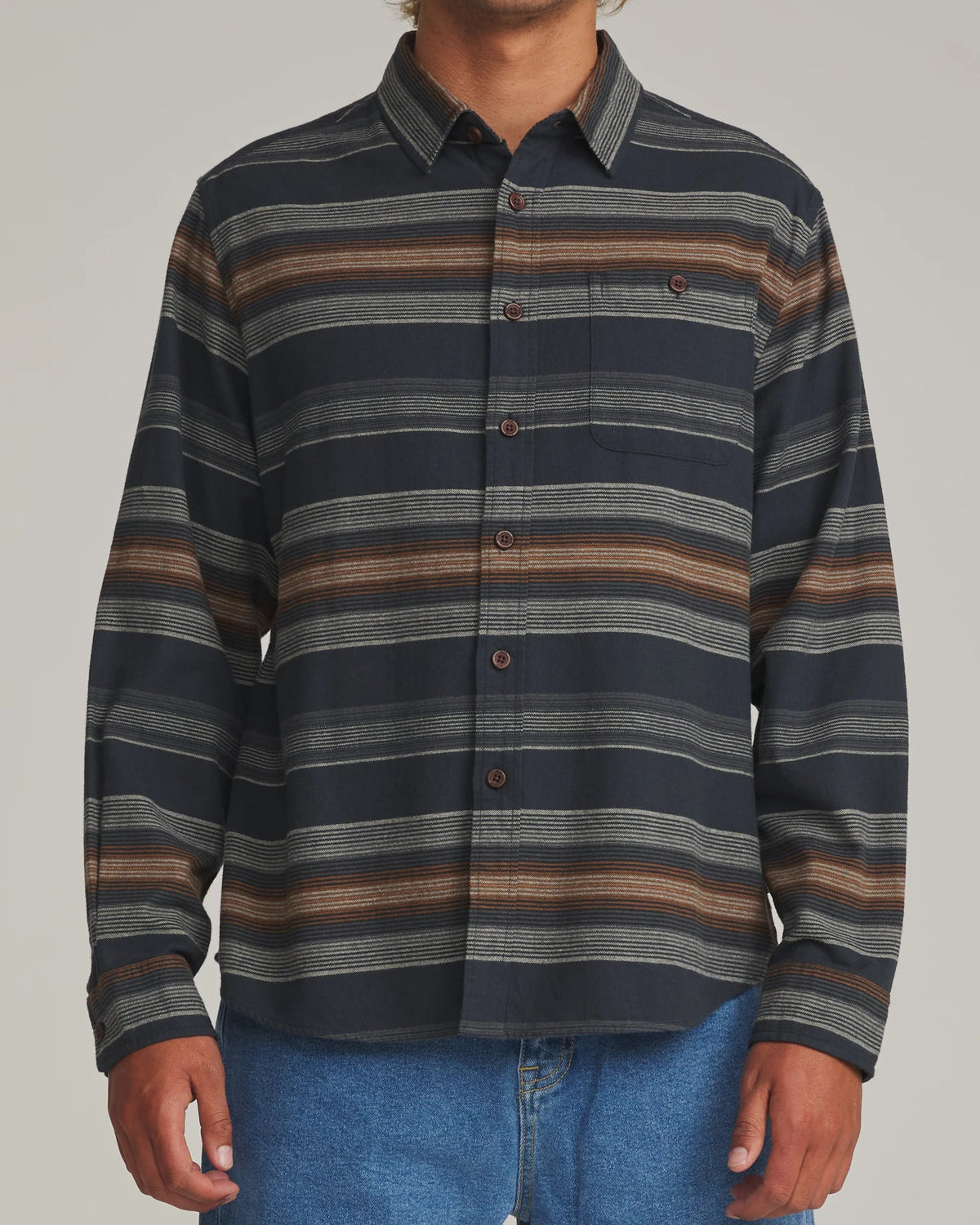 Derek Flannel in Black Wash