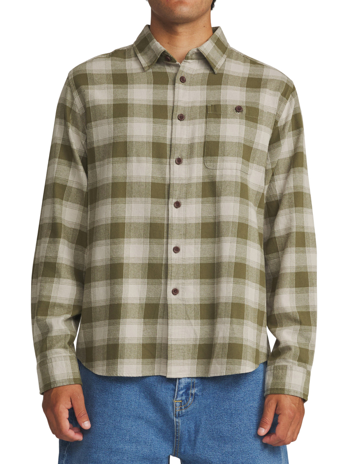 Derek Flannel in Olive Plaid | Katin