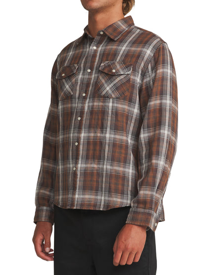 Darren Pearl Snap Shirt in Brown Plaid | Katin