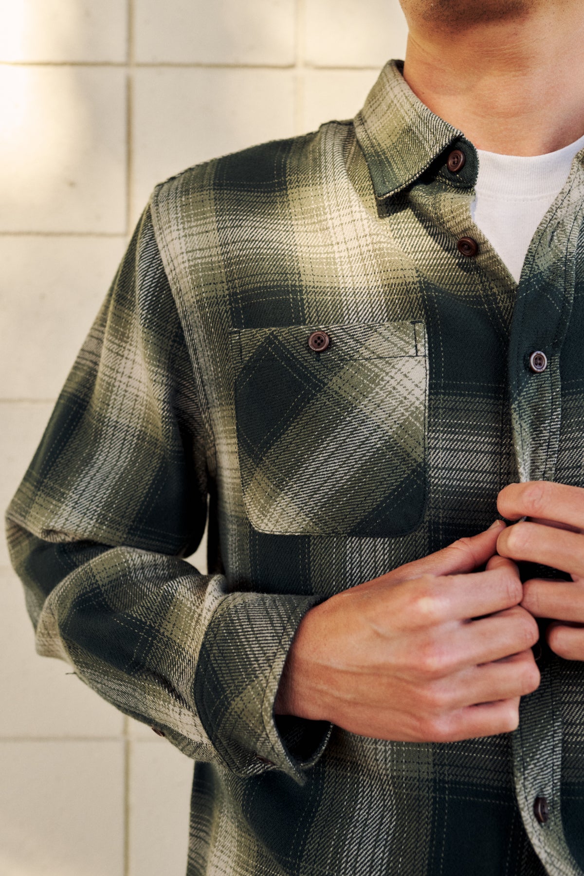 Sierra Flannel in Dark Olive | Katin