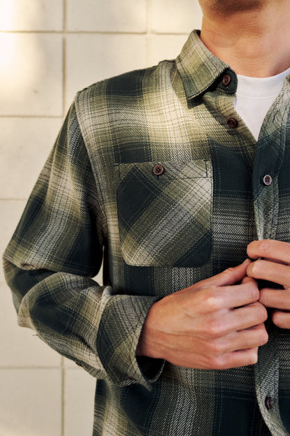 Sierra Flannel in Dark Olive | Katin
