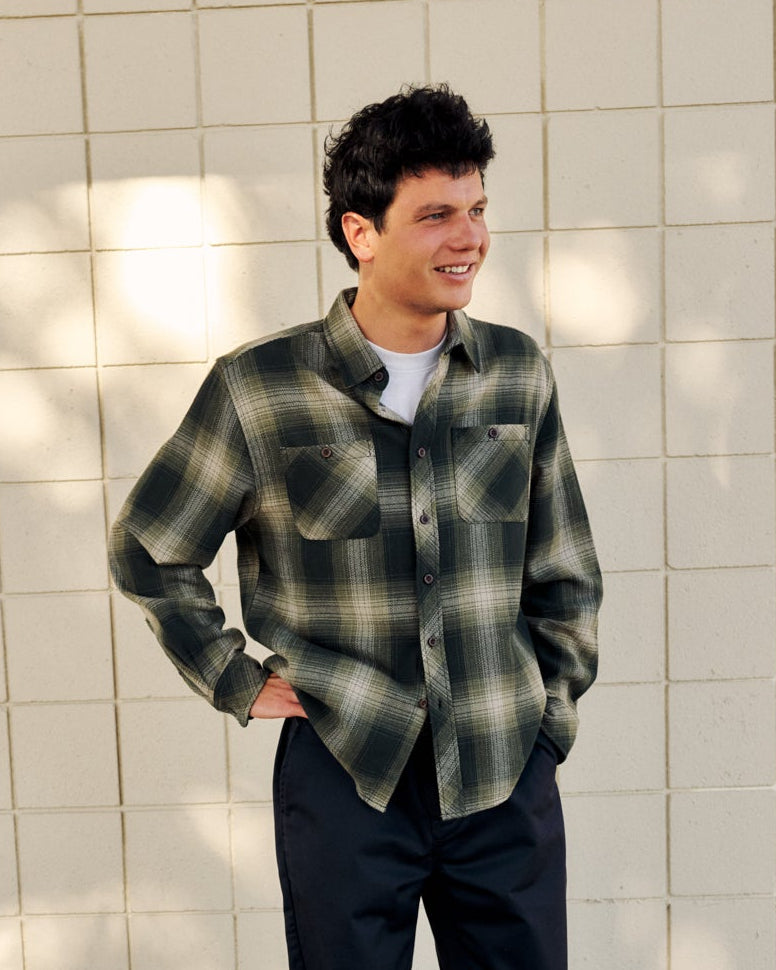 Sierra Flannel in Dark Olive | Katin