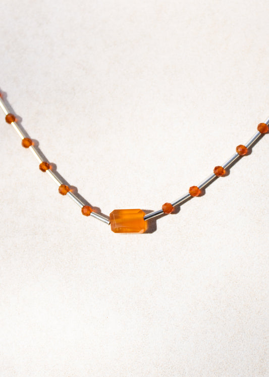 Carnelian & Silver Beaded Necklace | Kym Jasmer