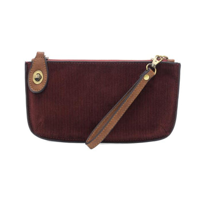 Corduroy Mini Crossbody Clutch in Wine