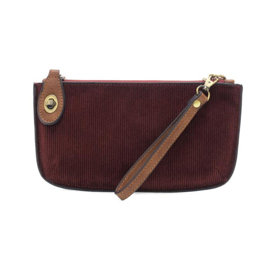 Corduroy Mini Crossbody Clutch in Wine