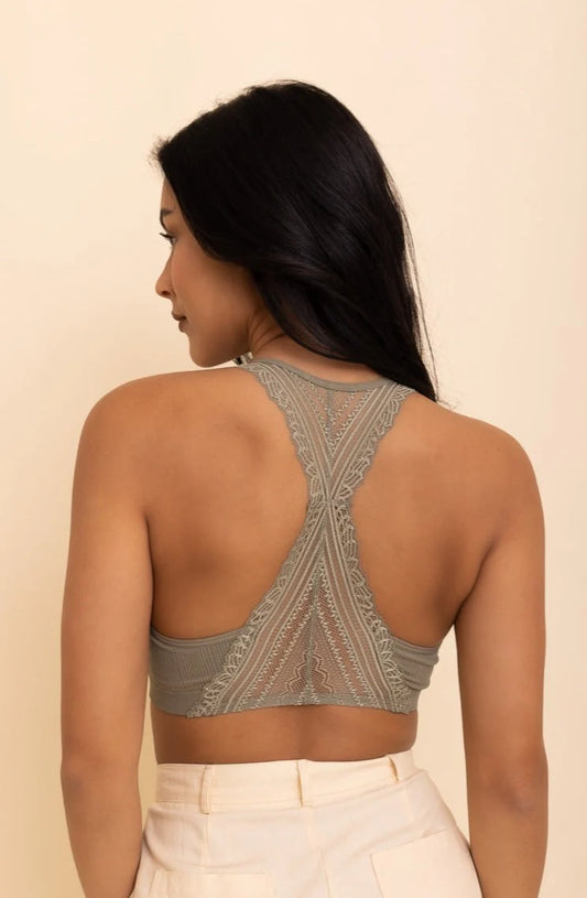Lace Racerback Bralette in Sage