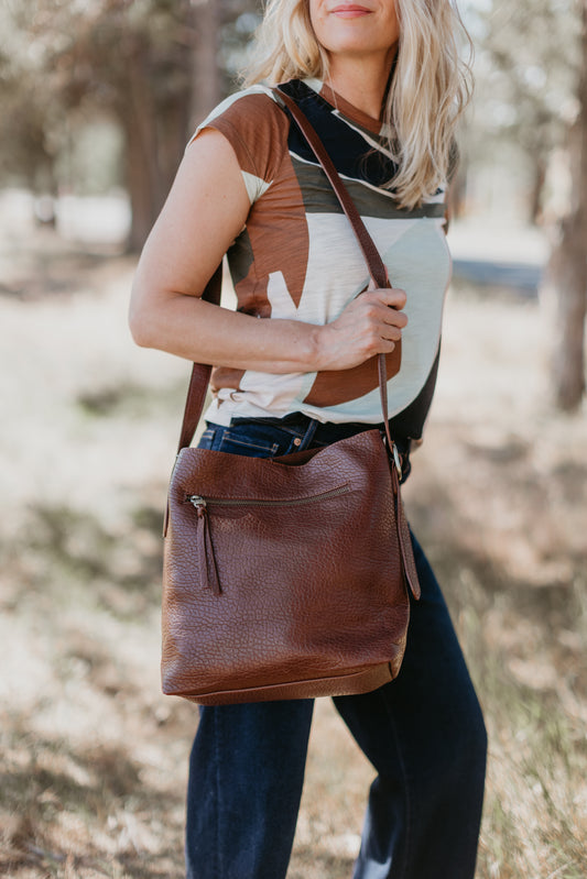 Andie 2-in-1 Bucket Crossbody in Walnut