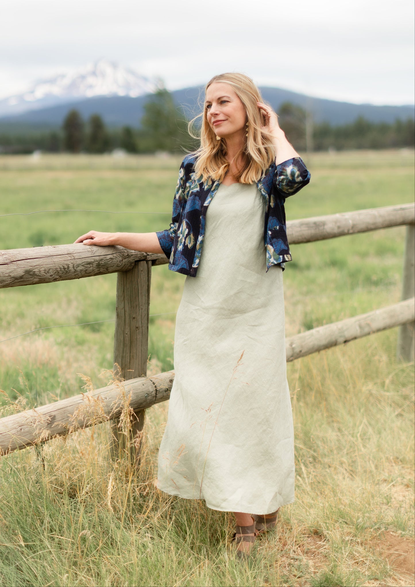 Hanky Linen Bias Cami Dress in Balsam | Cut•Loose