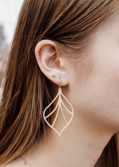 Gold Leaf Outline Earrings