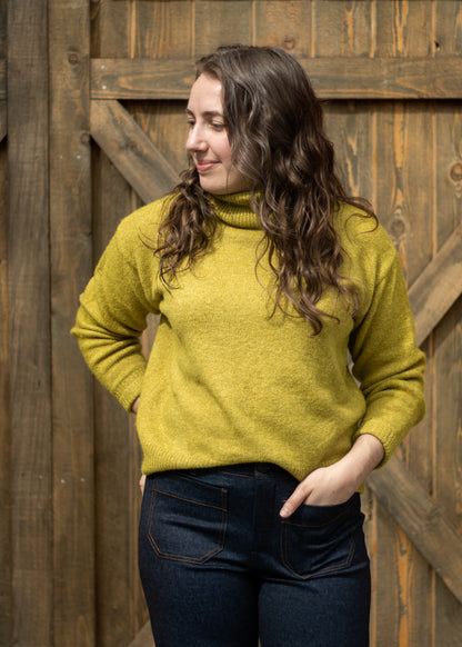 Lime Green Cozy Turtleneck Sweater