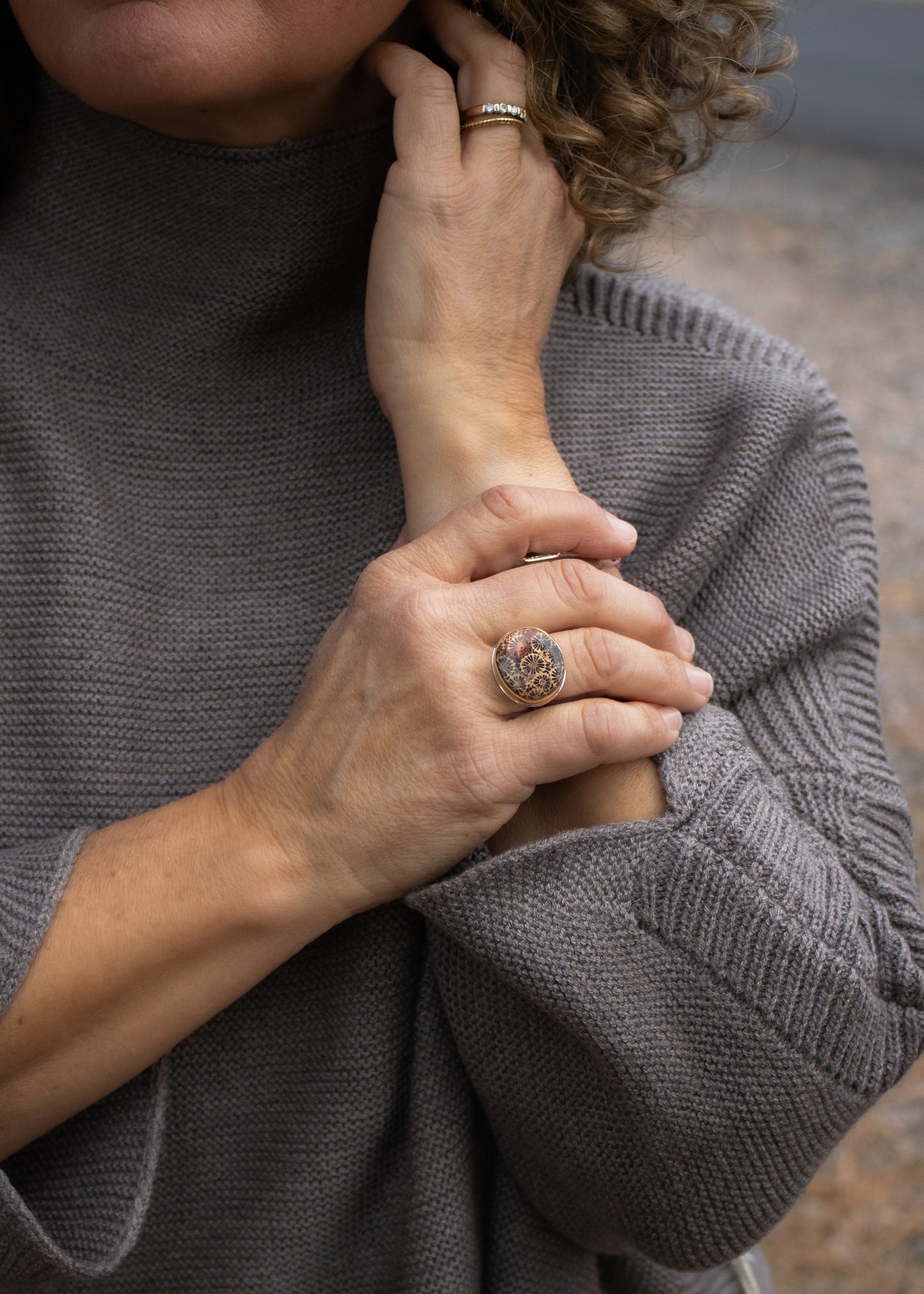 Petrified Sponge Coral Ring | Linda Blumel