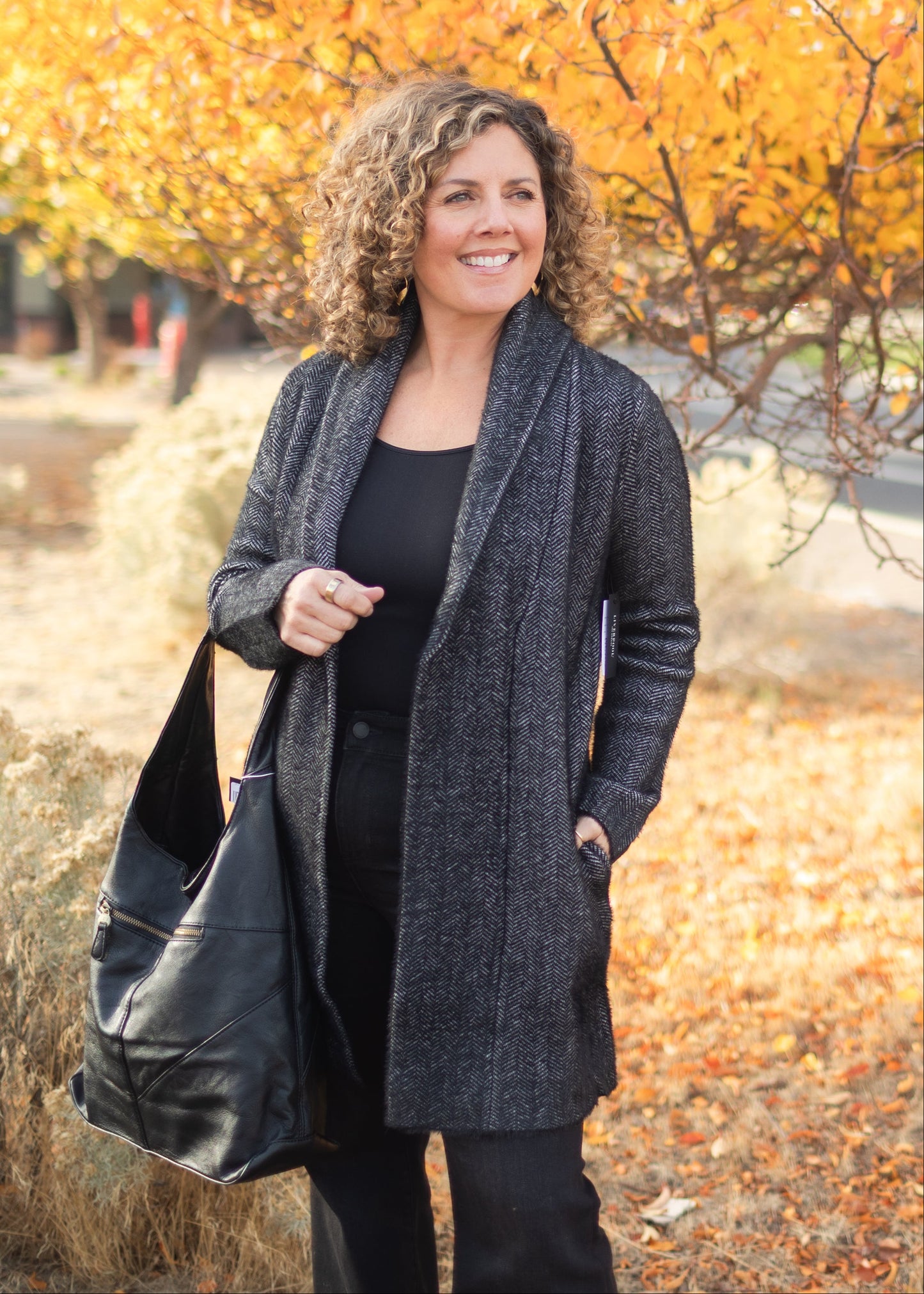 Shawl Sweater Coat in Charcoal | Liverpool