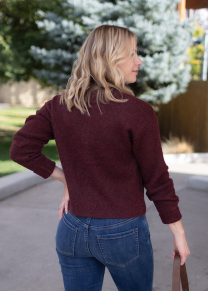 Boucle Cardi in Dark Crimson | Sanctuary