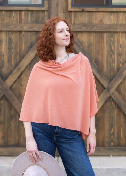 Desert Knit Poncho in Melon