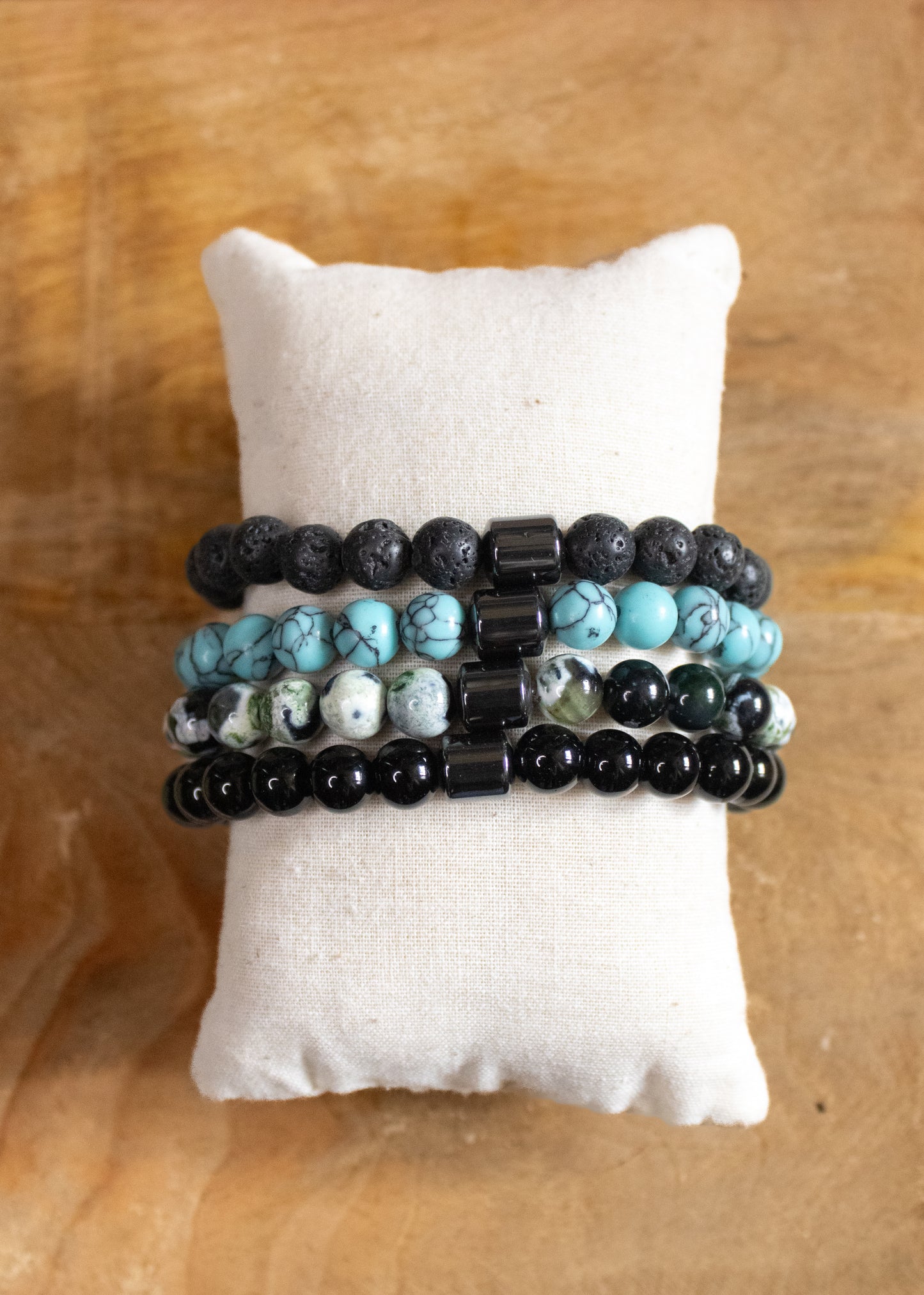 Turquoise Bead Stretch Men's Bracelet