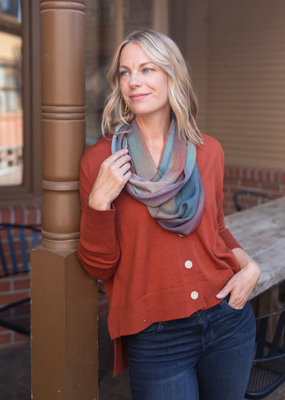 Handwoven Bamboo Infinity Scarf in Earthy Teal