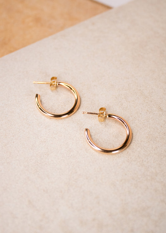 Gold Filled Hoop Post Earring - 17mm