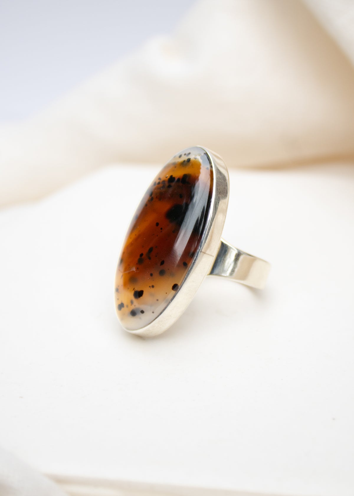 Large Brown Oval Montana Agate Ring