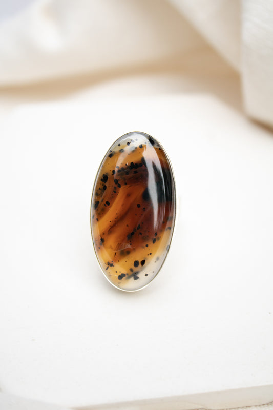 Large Brown Oval Montana Agate Ring
