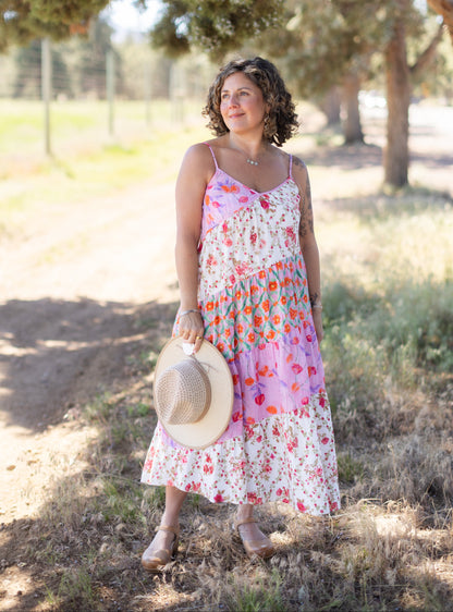 Flowy Maxi Dress in Pink Floral