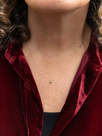 14k Gold Necklace with Black Diamond