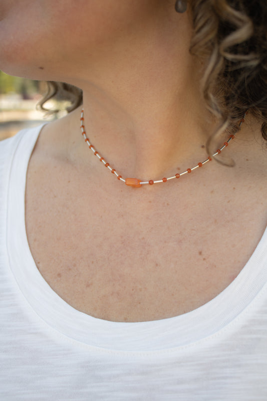 Carnelian & Silver Beaded Necklace | Kym Jasmer