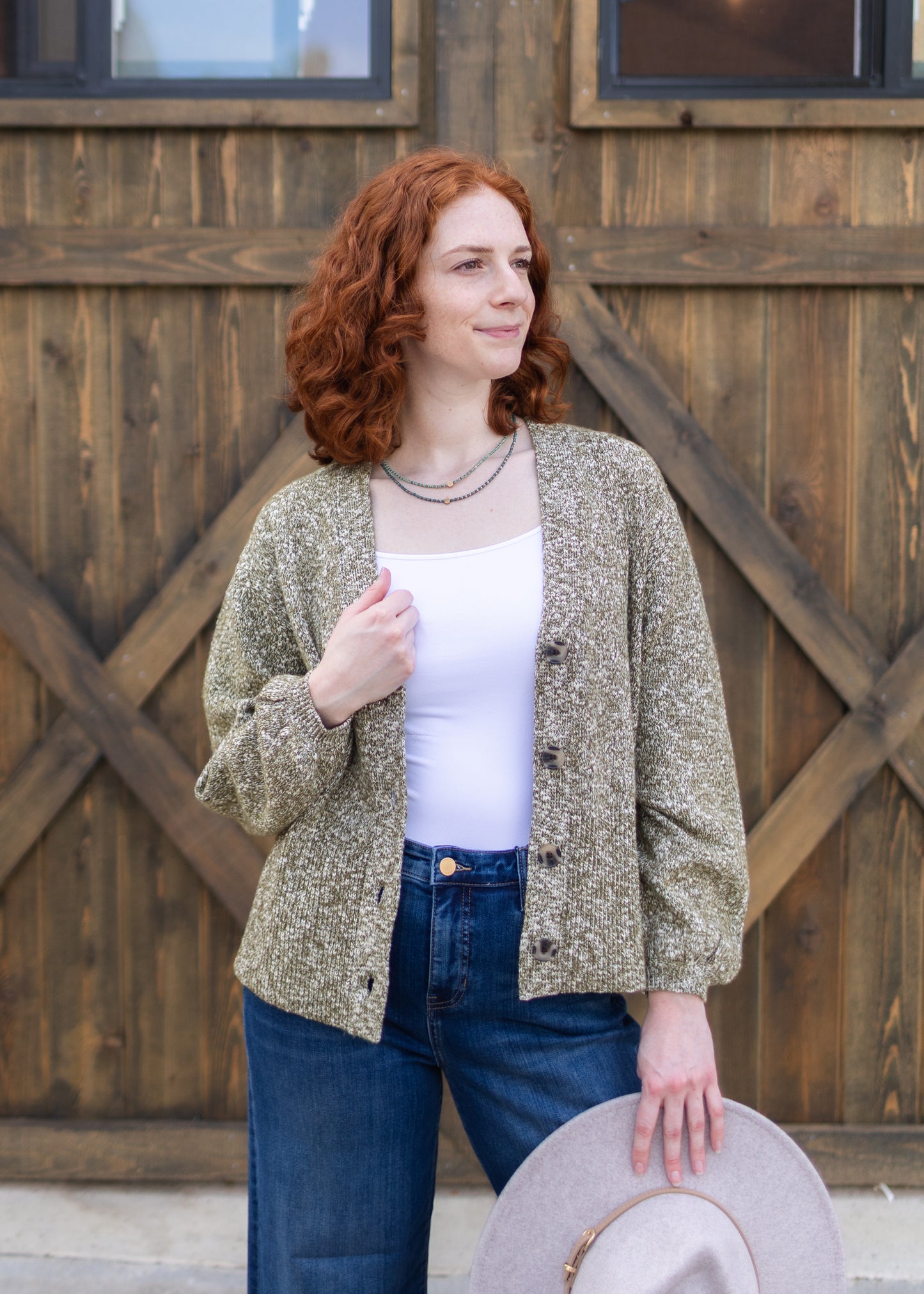 Cardigan Sweater in Olive | Liverpool