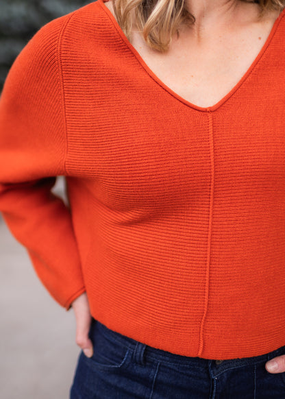 Asima V-Neck Sweater in Pumpkin | Kerisma