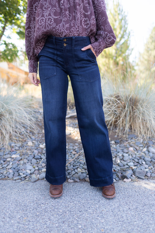 Patch Pocket Wide Leg in Summit Lake | Liverpool