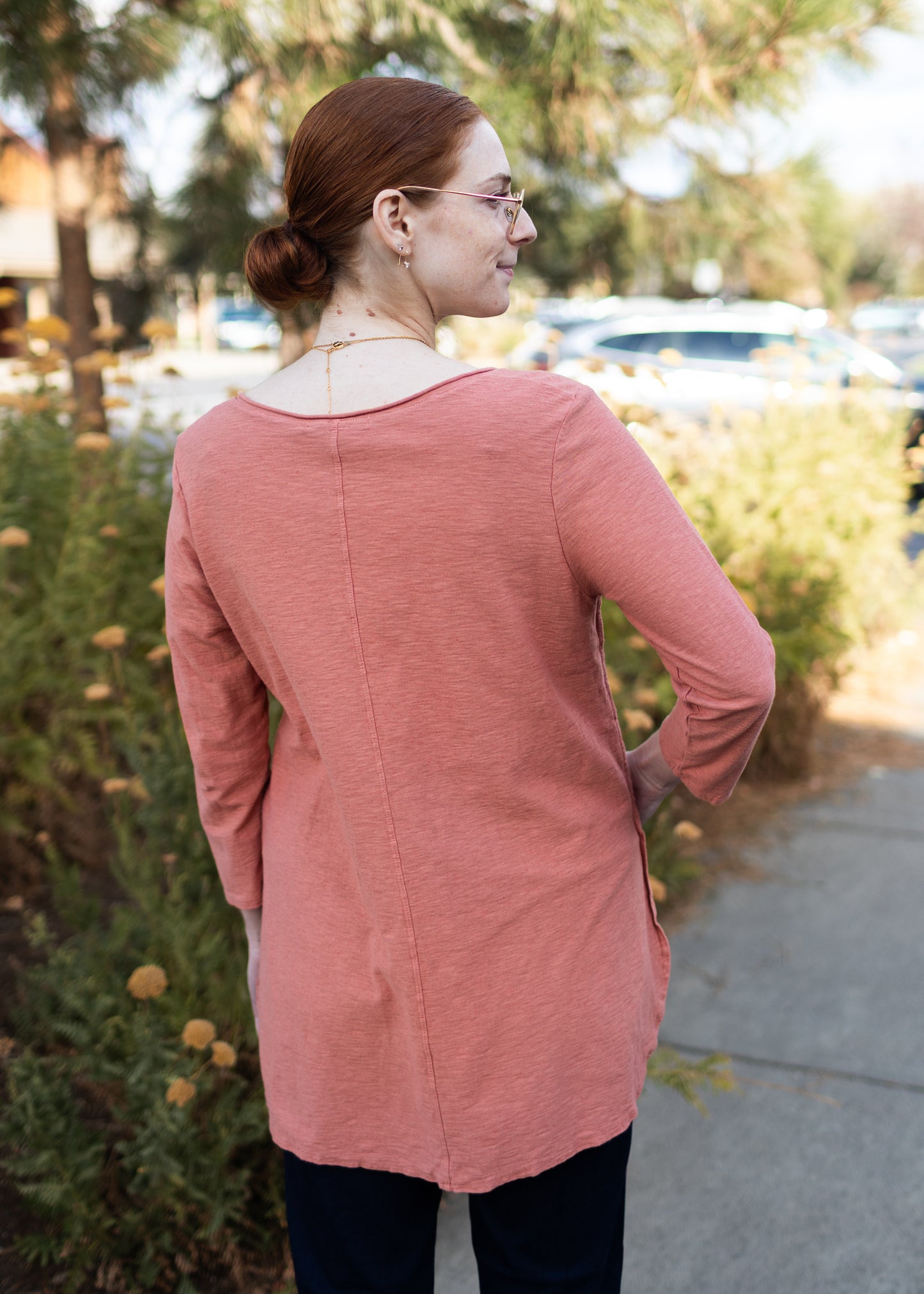 3/4 Sleeve V-Neck Top in Tandoori | Cut•Loose