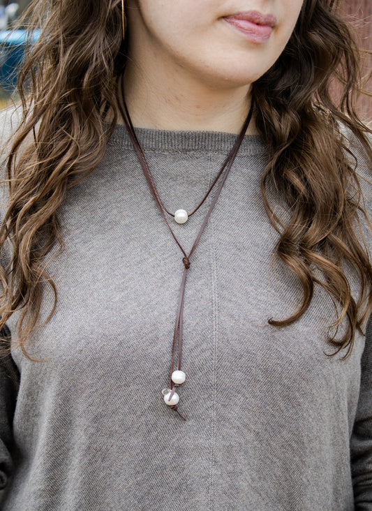 Pearl and Leather Necklace | Glacier Lily