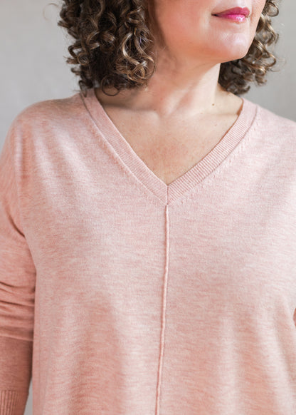 Wagner V-Neck Sweater in Pearl Pink