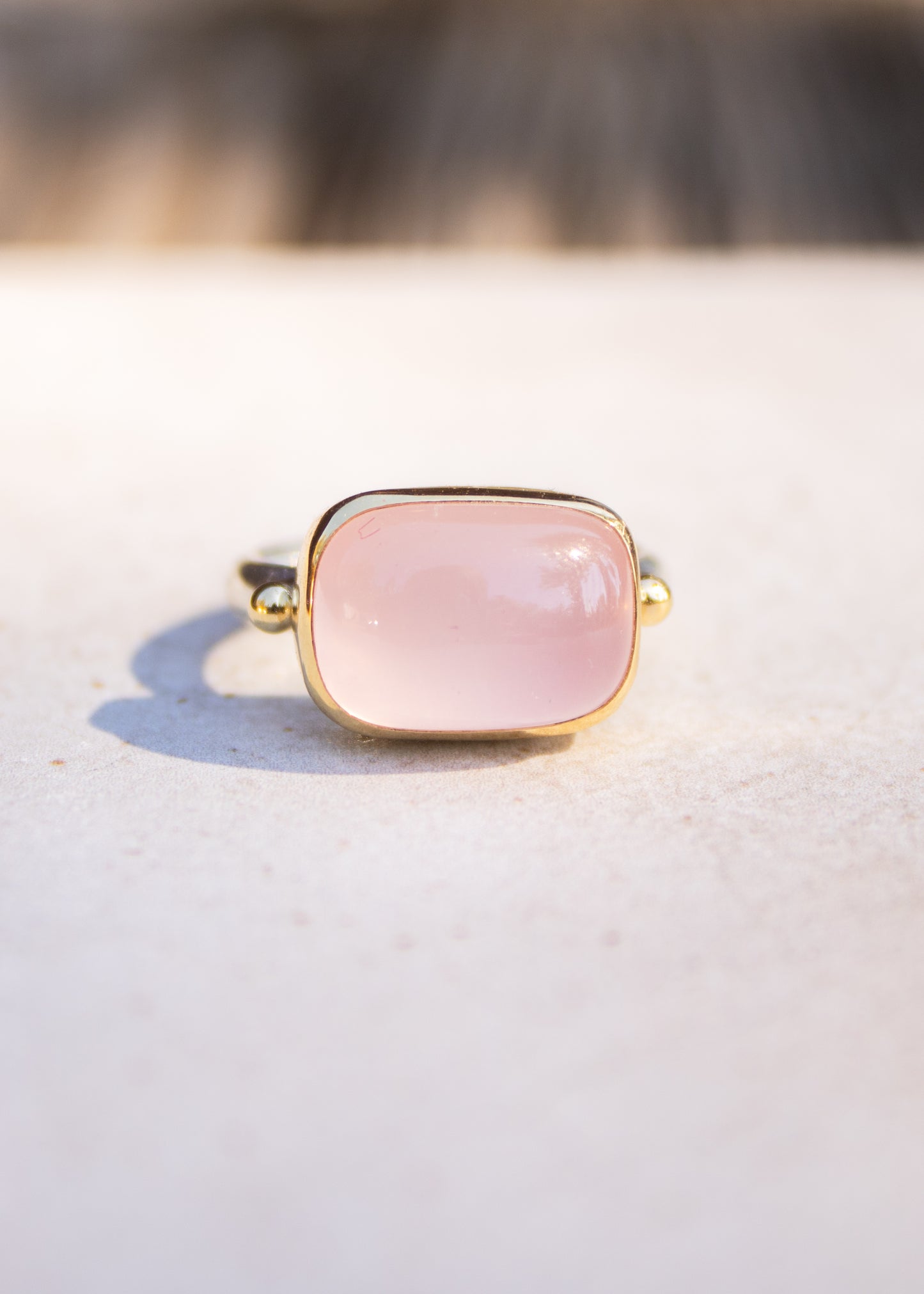 Rectangle Rose Quartz Ring | Linda Blumel