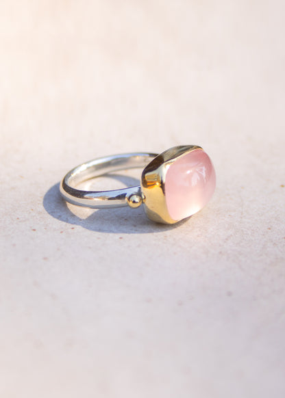 Rectangle Rose Quartz Ring | Linda Blumel