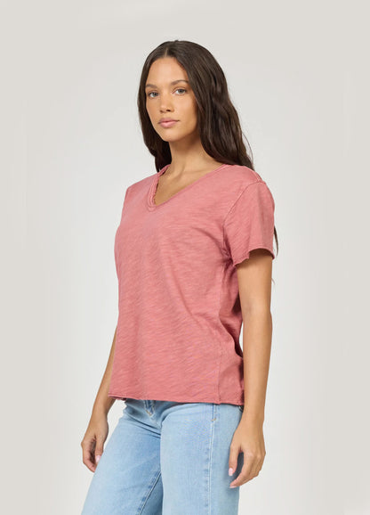 Vanya Relaxed V-Neck Tee in Copper Rose | Dear John