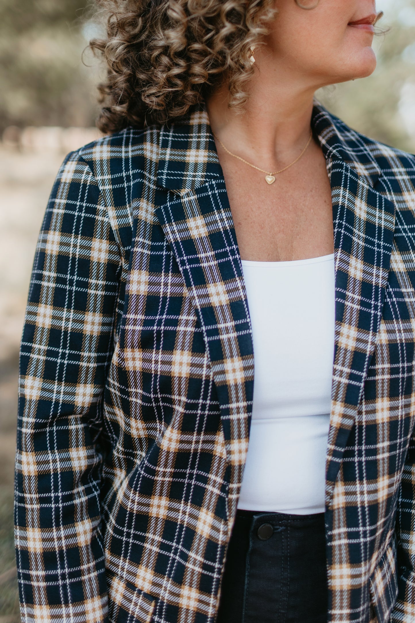 Boyfriend Blazer in Navy Tartan Plaid | Liverpool