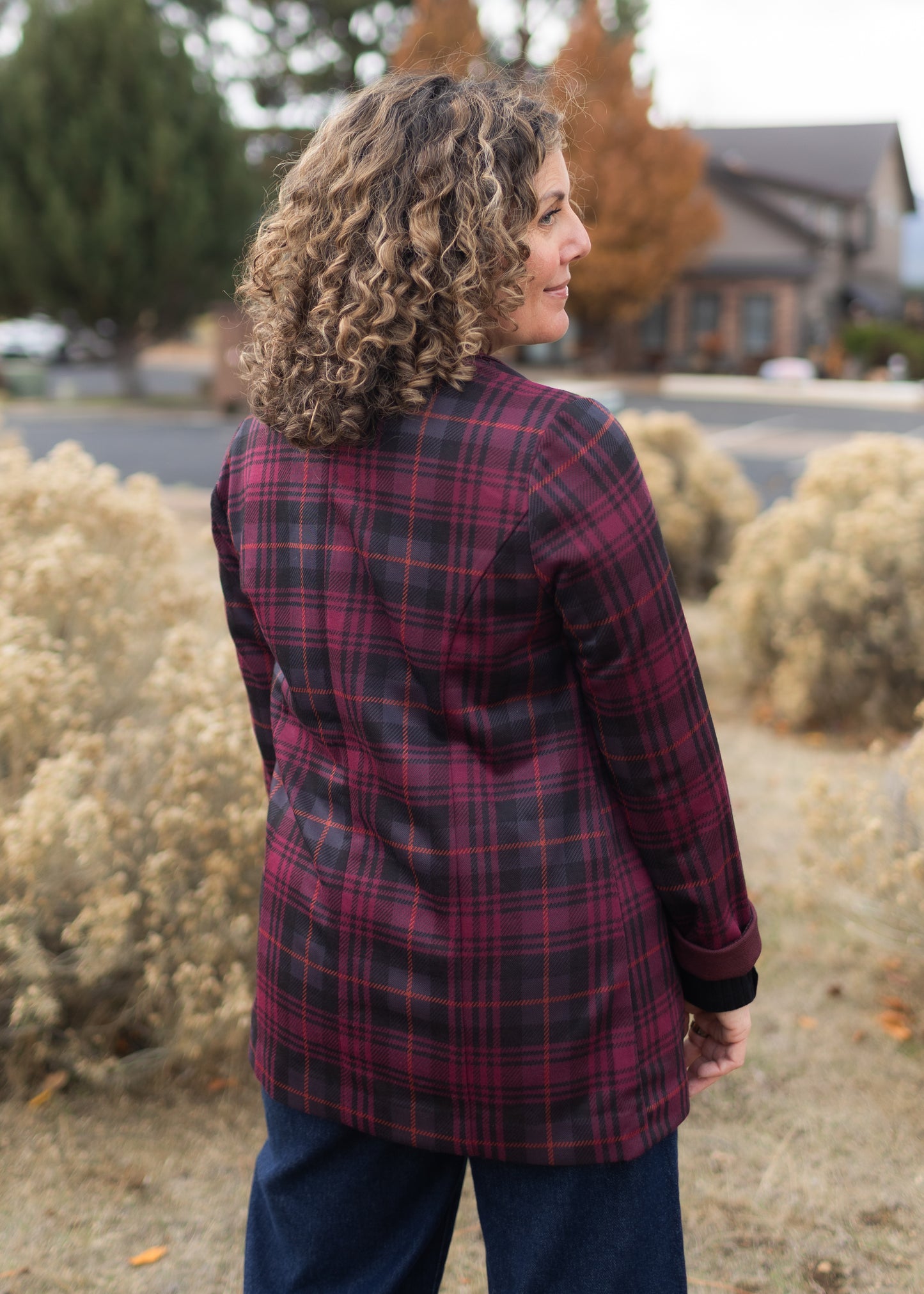 Boyfriend Blazer in Blackberry Tartan Plaid | Liverpool